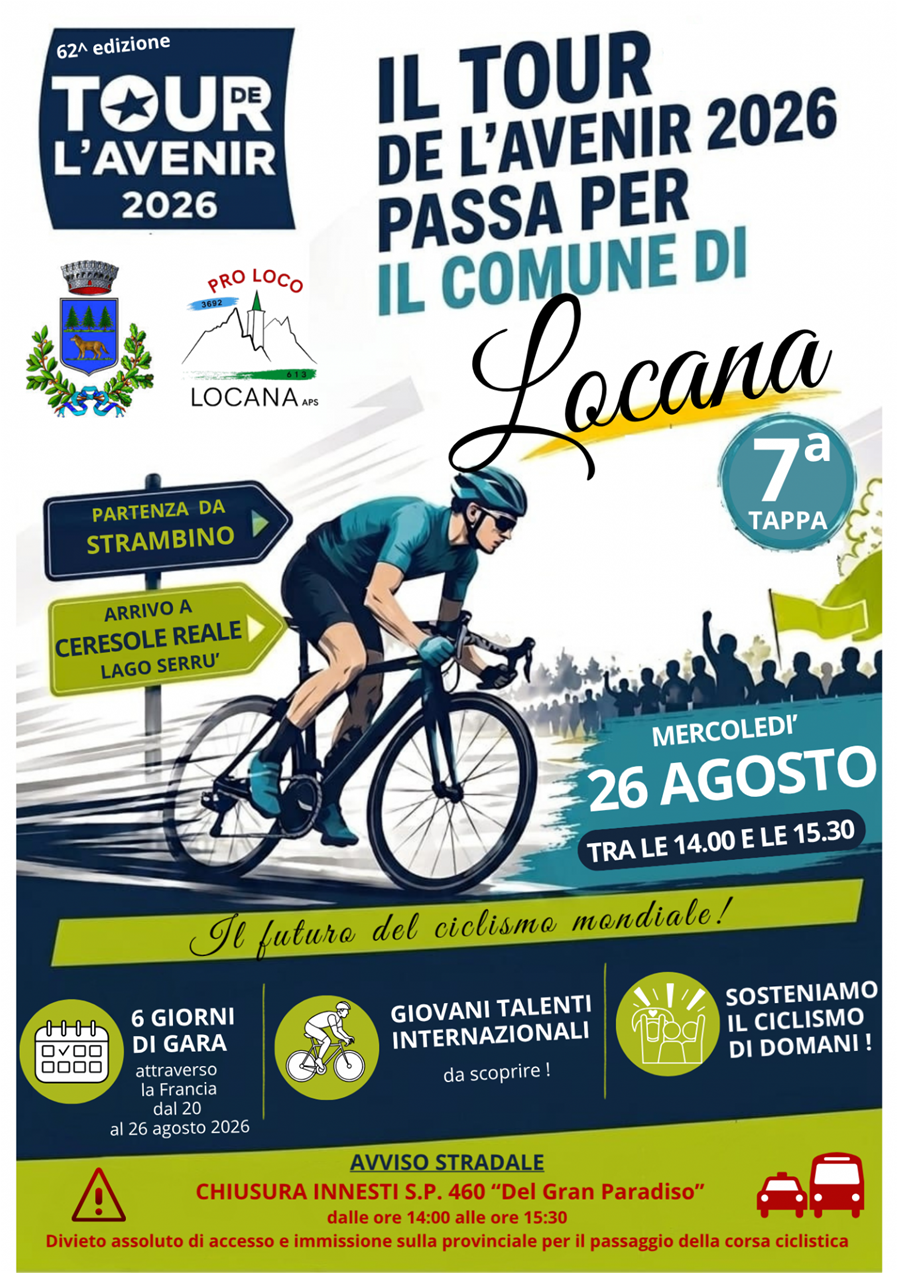 Il Tour de l’Avenir 2026 passa da Locana!